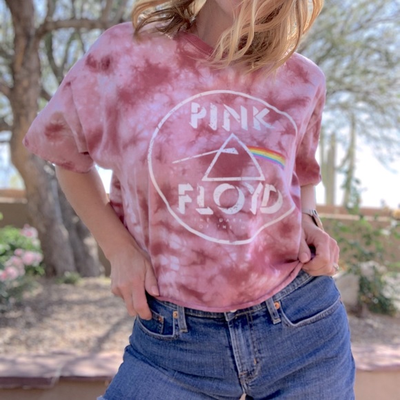Pink Floyd Graphic Band Tee Dark Side of the Moon Pink Tie Dye Rainbow C… - Picture 4 of 8